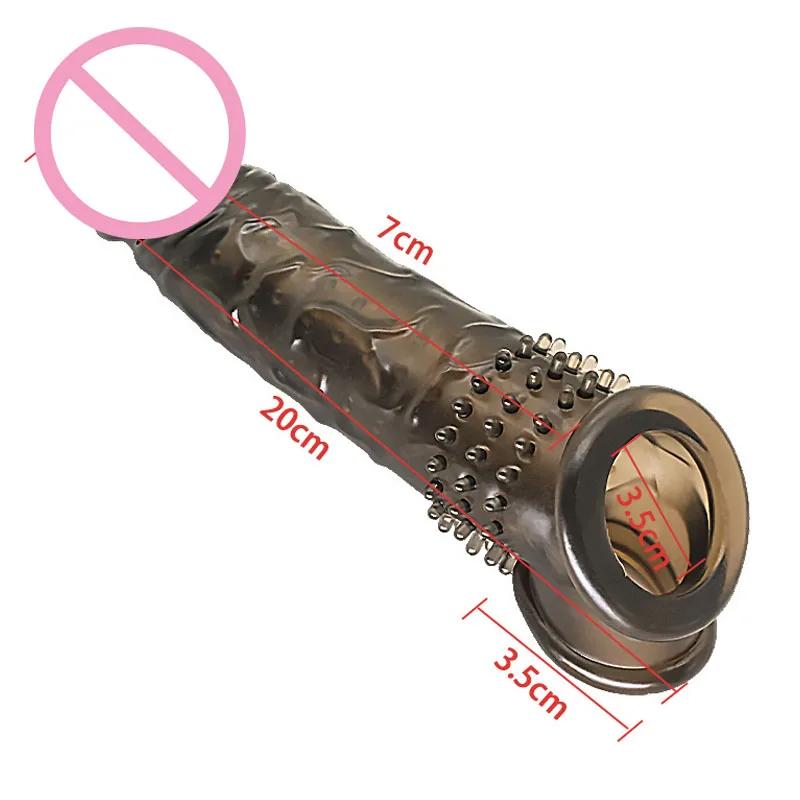 20cm Penis Enlargement Sleeve Thicken Penis Extender Reusable Condom  Delay Ejaculation Sex Toys for Men Adult Toys