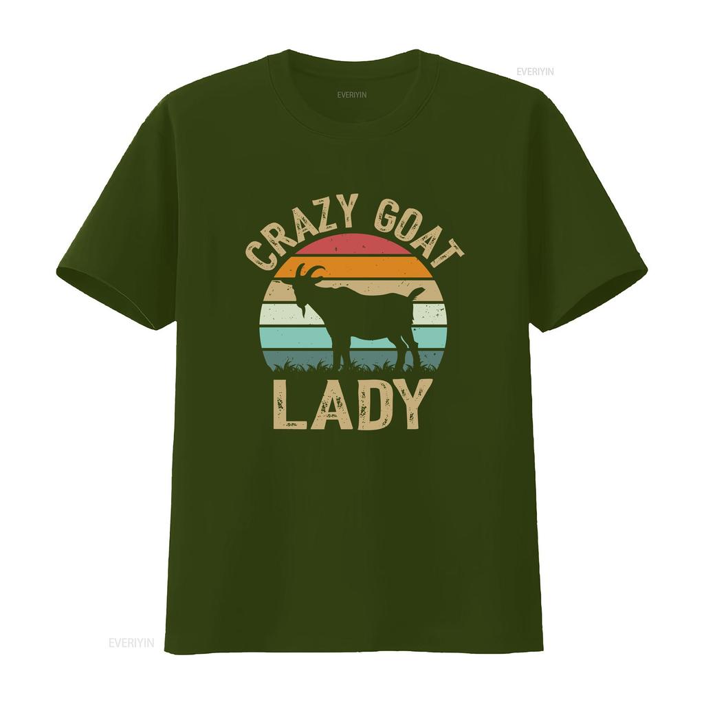 Crazy Goat Lady T Shirt Lover Funny Animal Cotton for Farm Enthusiast Mom vintage Washed Breathable Slightly Soft graphic