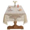 American Retro Beige Crochet Tablecloth - Knitted Non-Slip Hollow Design