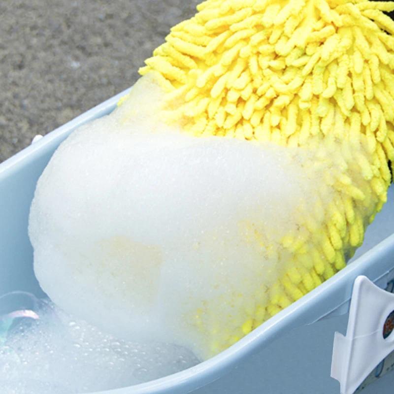 2 szt. Dwustronne rękawice do mycia samochodu z mikrofibry Chenille Nie lub wodoodporna rękawica Miękka siatka z tyłu Idealne do woskowania Detalingu Czyszczenia samochodu