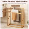 3-Tier Freestanding Towel Rack with 3 Hanging Crossbars Floor Towel Rack Wooden 3-Tier Towel Rack for Bathroom & Hand Towel