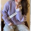 Solid color twist sweet and gentle round neck pullover sweater women's autumn and winter new fashion age-reducing knitted sweater top