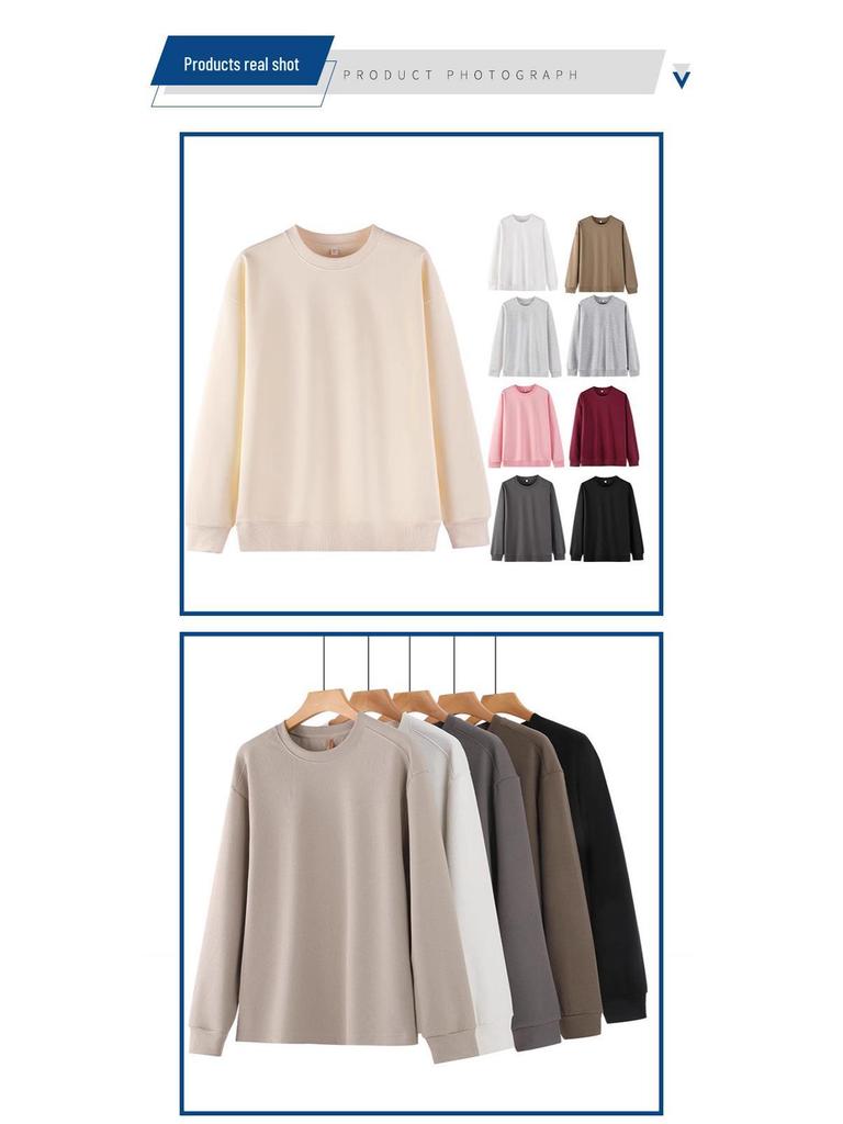 Sweatshirt unisexe en molleton de coton 320g - Léger, Coupe ample, Couleur unie, Manches longues, Col rond pour l'automne/hiver.
