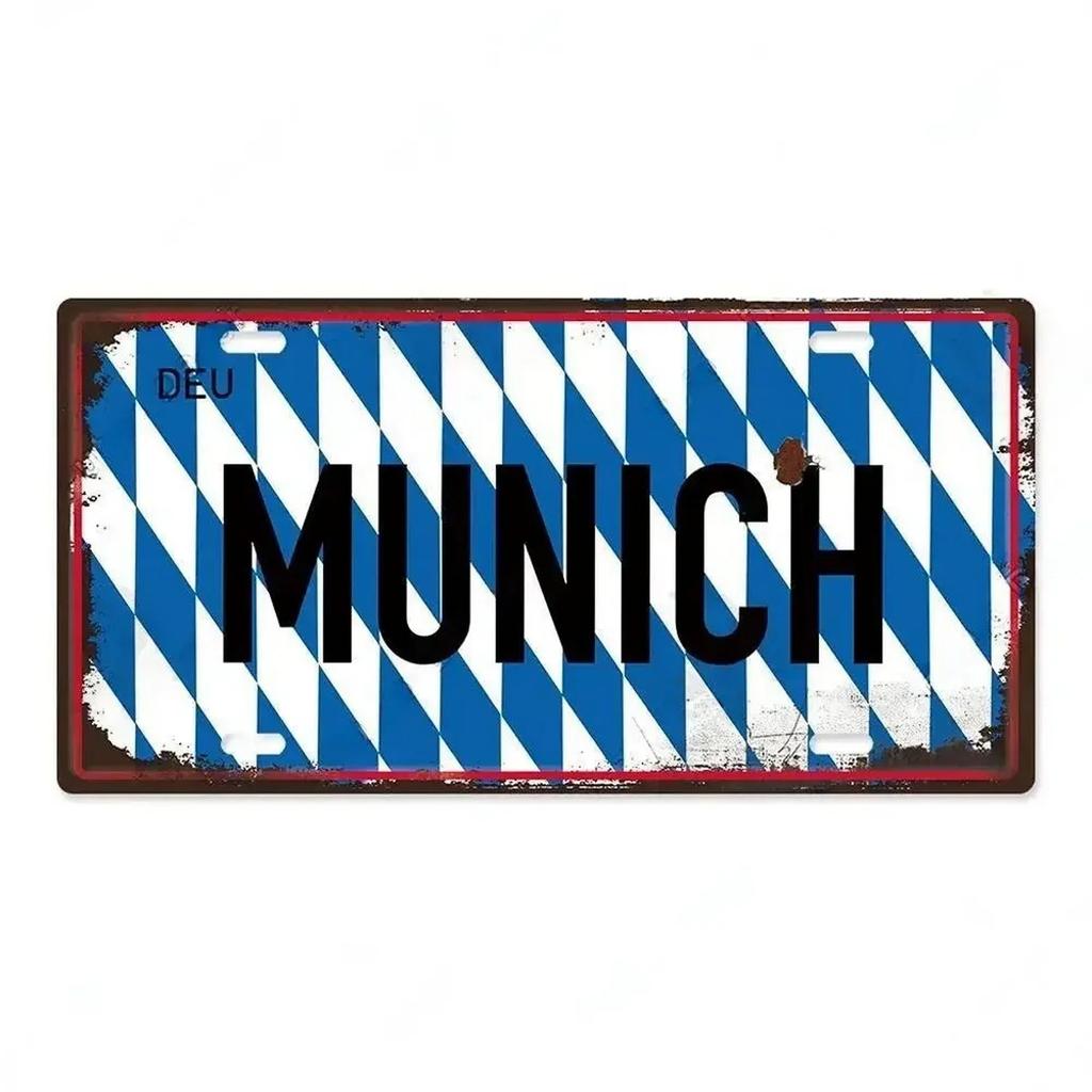 Paris Madrio Milan Munich Metal Tin Signs Vintage Plaque Auto License Plate Embossed Tag Garage Bars Pubs Clubs Home Wall Decor