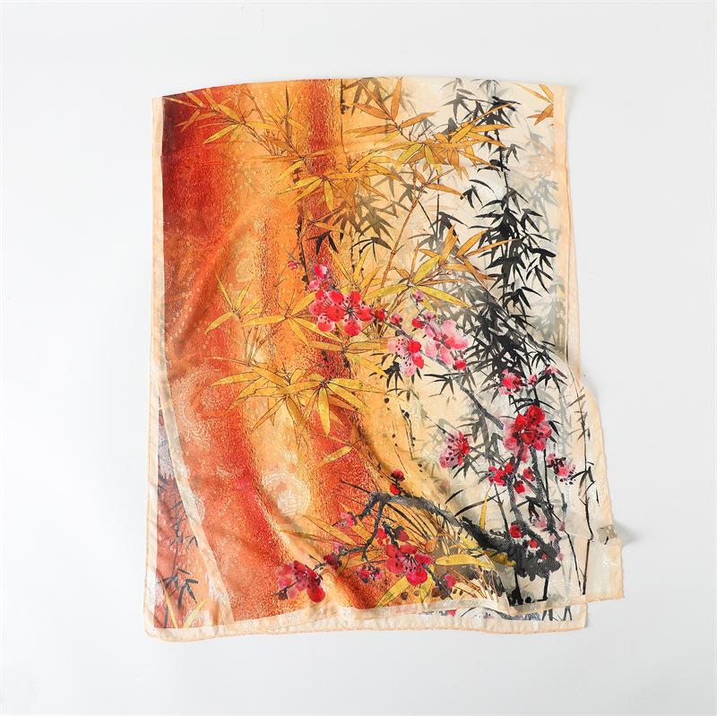 Silk scarf print cut scarf floral premium headscarf travel shawl butterfly sun protection women spring and summer long scarf