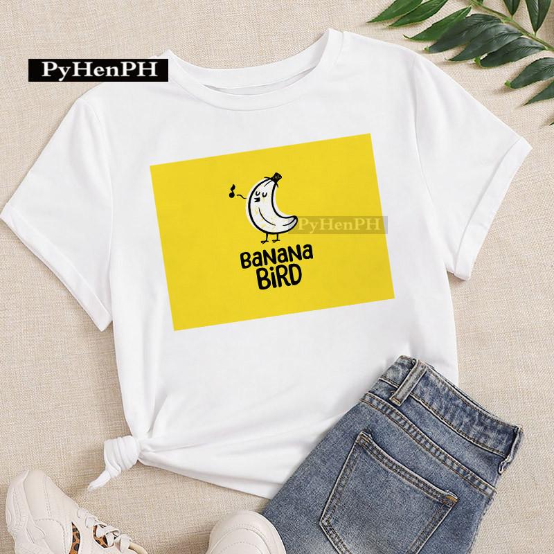 New Banana Print InSstyle European and American Straight Shortsleeved Casual and Versatile Roundneck Shortsleeved Tshirt