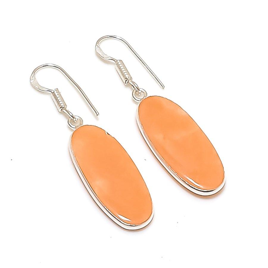 

Natural Orange Aventurine 925 Sterling Silver Jewelry Earring 1.77 AE-12085