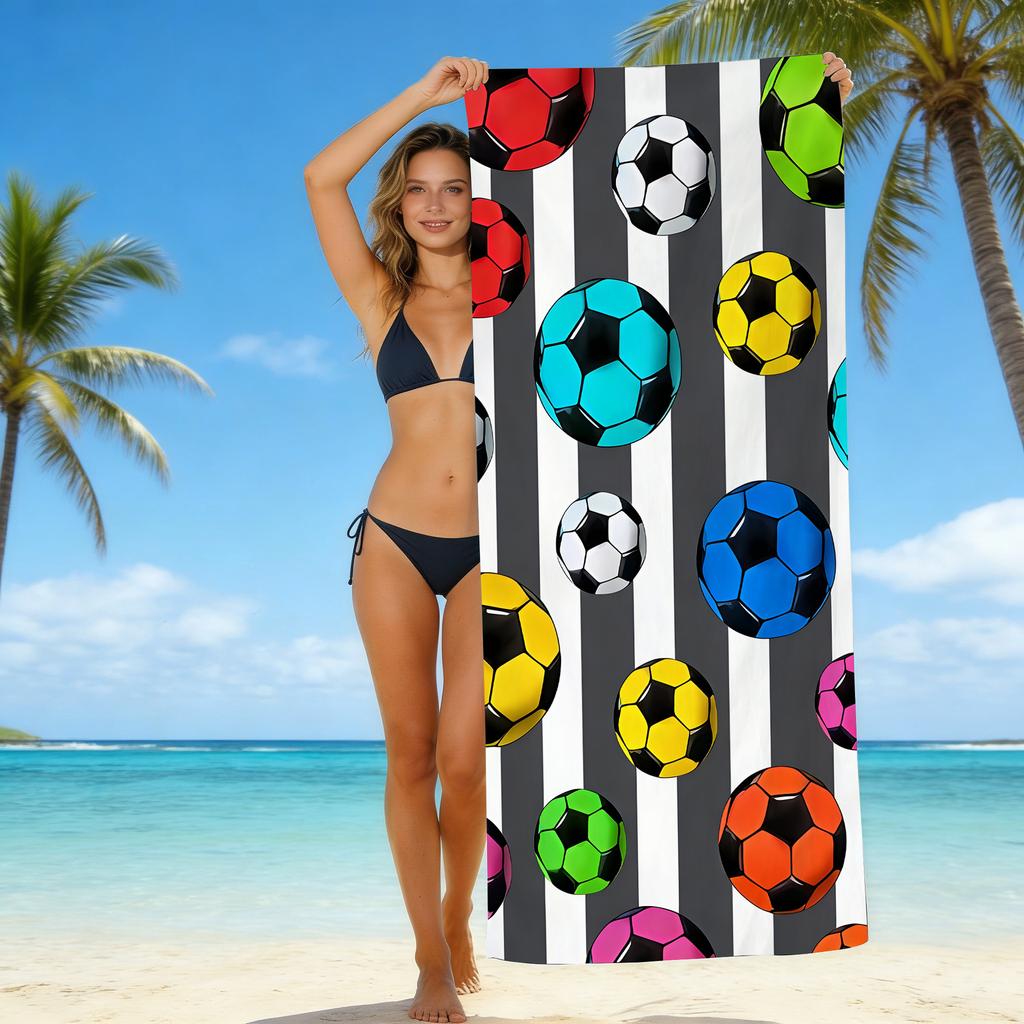 Football Printed Microfiber Beach Towel Quick Dry Absorbent Bath Towel For Seaside Swimming