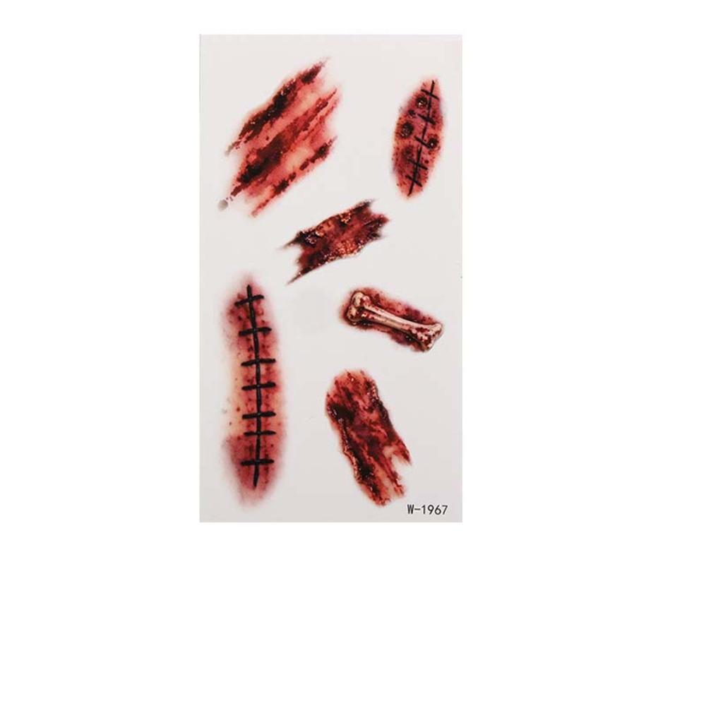 Zombie Cosplay Halloween Tattoo Stickers Bloody Makeup Body Art Scar Decals  Photo Props