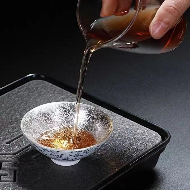 Creative 999 Sterling Silver Master Cup Ceramic Teacups Office Small Tea Bowl Household Handmade Chinese Kung Fu Drinkware