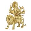 Pure Brass Idol Of Maa Durga Sherawali For Home Decor In Gold Color - 9 Inch