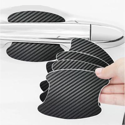4pcs Carbon Fiber Handle Stickers Car Door Bowl Scratches Car Stickers Car Stickers Protective Film Car Decoration Accessories