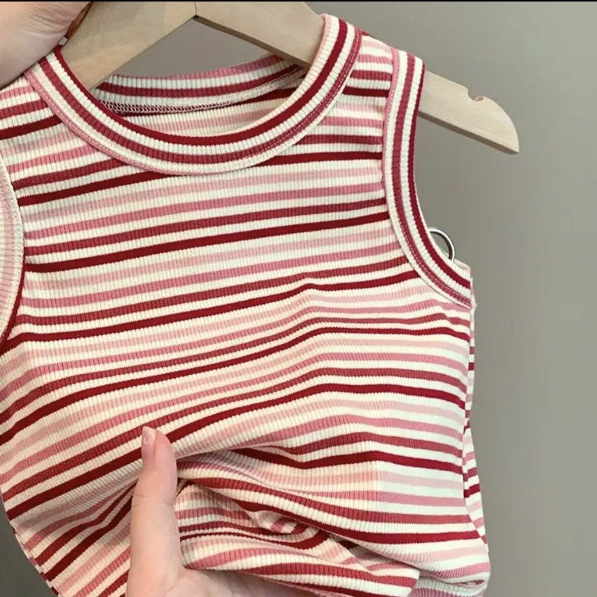 Girls Summer Thin Overalls Two Piece Set Kids Stylish Fashionable Casual Vest Outfit 90cm