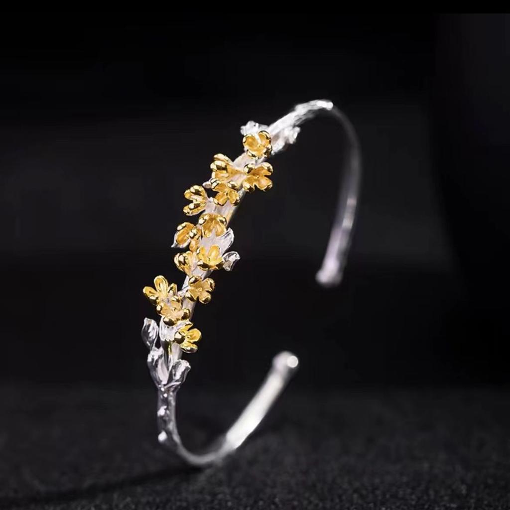 [Osmanthus Lane] Osmanthus Bracelet New Chinese Style Niche Design Open Bangle Mother's Day Gift Retro Style