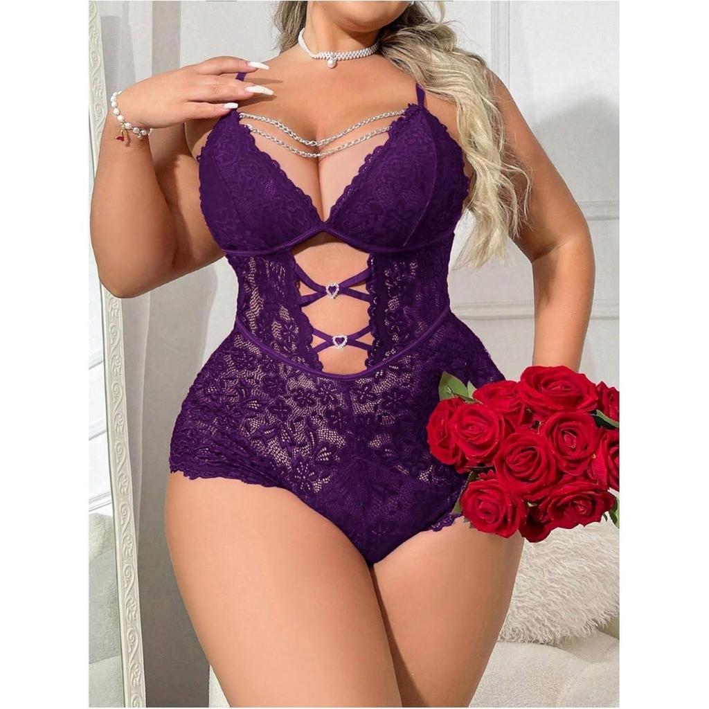 European and American new sex underwear, sexy lace hollowed out pure perspective suspender onesie, sexy suit