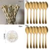 Elegant Gold Polka Dot Stamping Happy Birthday Party Decor Supplies Disposable Tableware Set
