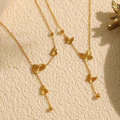 Exquisite Butterfly Tassel Necklace Female Versatile New Chinese Princess On the Run Neck Chain Direct Sales