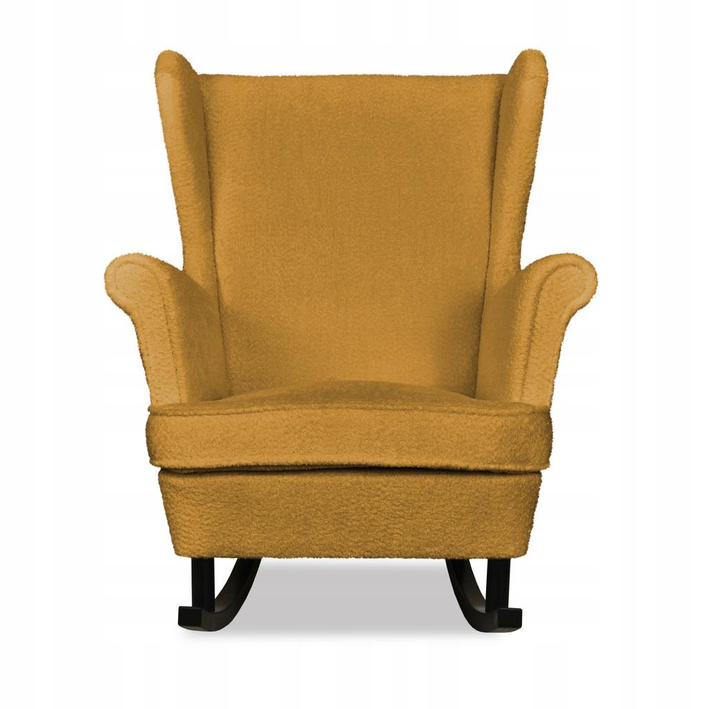 Fotel uszak Bella bujany skandynawski Family Meble żółty złoty musztardowy