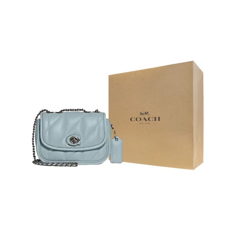 Coach Pillow 20 Chain Link Turnlock Crossbody Bag Women Bags Light-Blue CA086-V5AQU