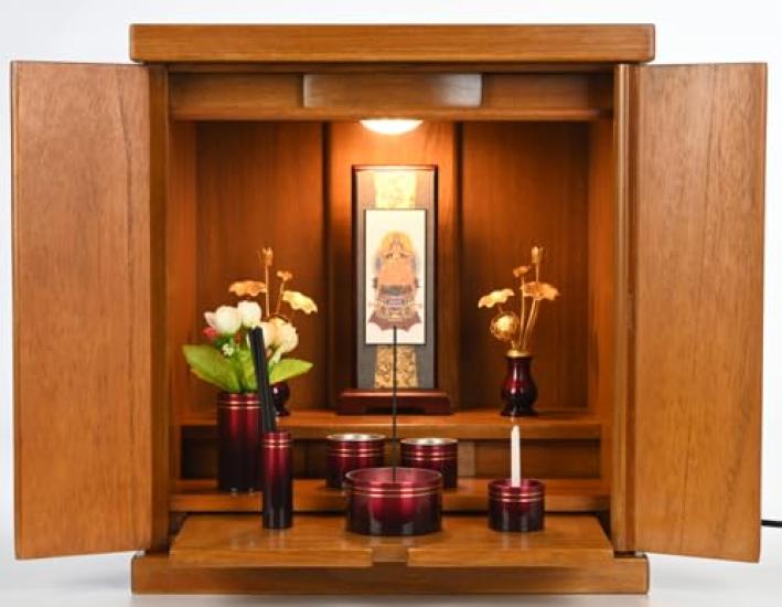 Oda Kobo Standing Hanging Scroll for Buddhist Altars, Modern Hanging Scroll Stand, 20cm Tall (Shingon Sect, Walnut Color)