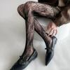 Women Sexy Hollow Out Mesh Fishnet Pantyhose Lolita Sweet Girls Punk Style Floral Tights Colorful Thigh High Stockings Lingerie