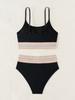 U Neck Webbing High Waist Sexy Two Piece Swimsuit Elegant Women Bikini