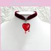 Dark Aesthetic Alloy Choker Chain With Blood Heart Design For Stylish Wearers