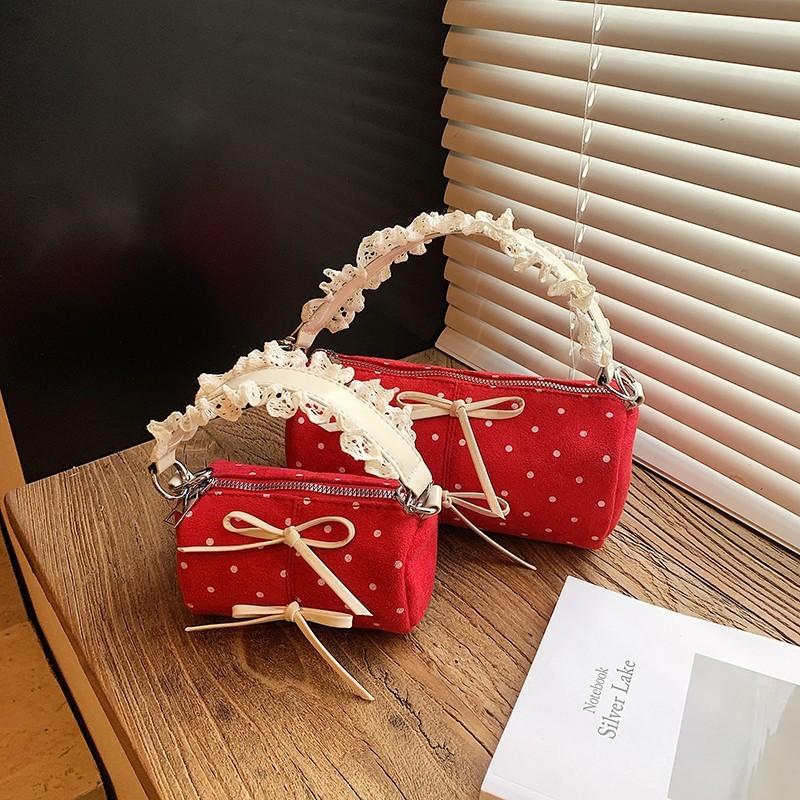 Kids Dot Pattern Canvas Mini Backpack With Adjustable Straps For Daily Use