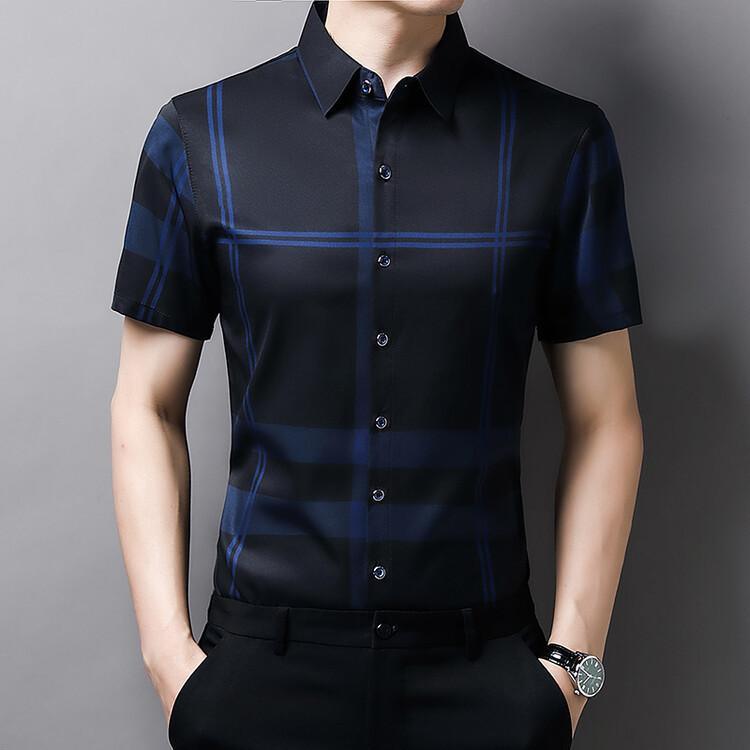 Herren Freizeit Hemd mit Aufdruck, kurzärmelig, mit Kragen, für Sommermode, Komfort, bügelfrei, knitterarm, Oberteil