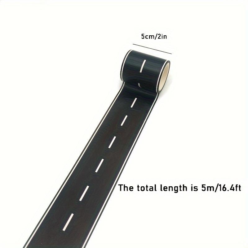 Reusable Cartoon Road Track Stickers, Black Road Tape for Party Racing Decor, Glitter Finish Auto-Themed Decoration, 2 Rolls Pack, 16ft x 2in Each