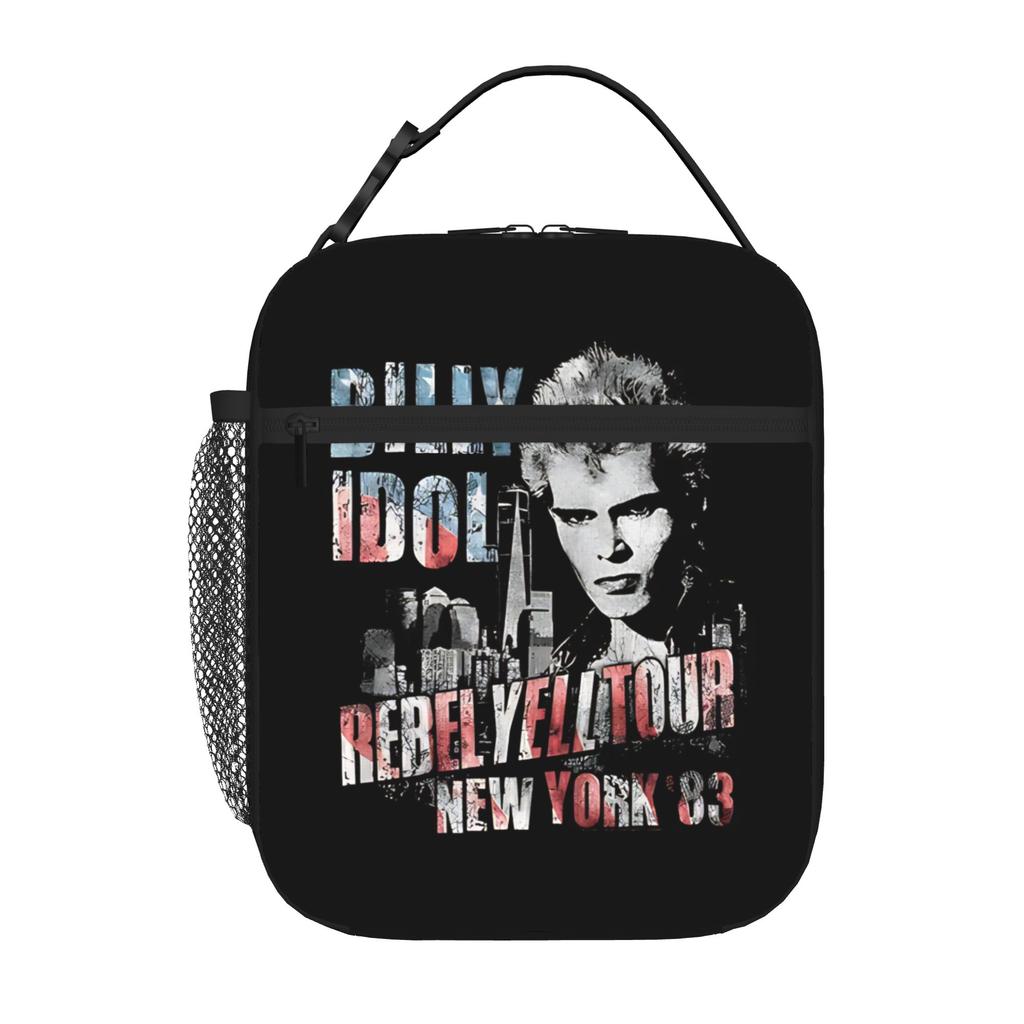 1 Piece Portable Lunch Container vintage punk Zipper Closure Durable Pocket Billy Idol For Lunch Box Bag
