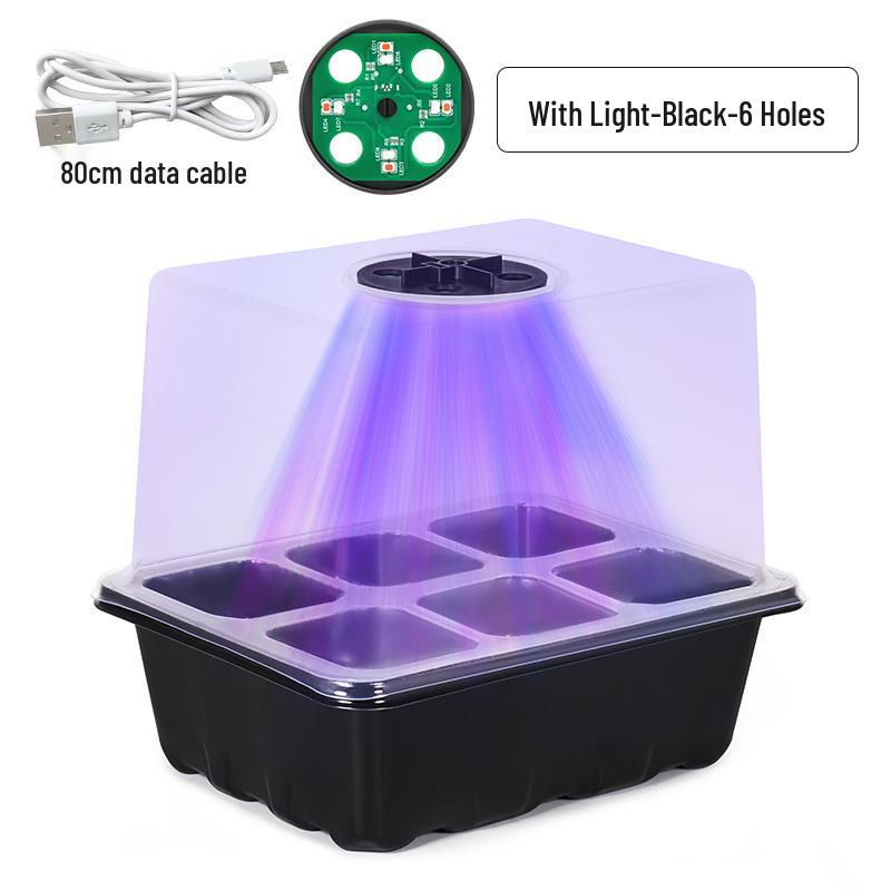6/12-Hole LED Seedling Box: Adjustable, Breathable, Heat-Insulating, Large Capacity Sowing & Cuttings Tray.