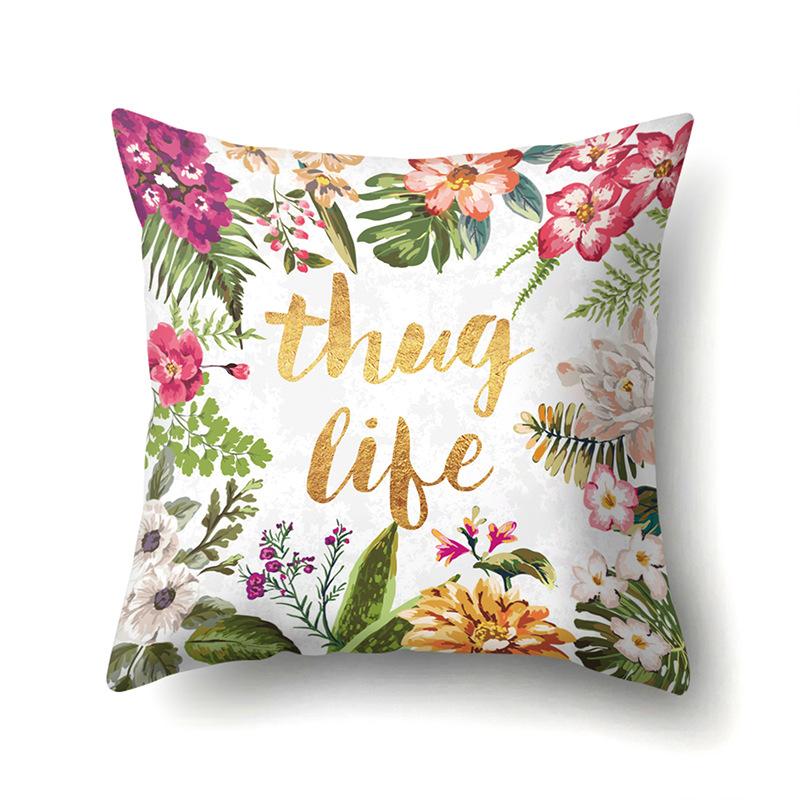 Polyester Kissenbezug Dekorative Blumen Haus Pflanze Druck Kissenbezug Lendenkissen Sofa Kissenbezug