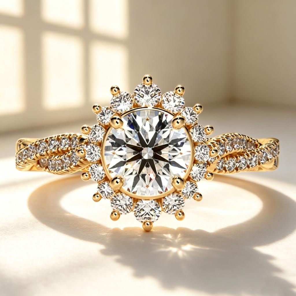 Luxury Female White Zircon Big Stone Engagement Round Ring Vintage Gold Color Wedding Fashion Jewelry For Women