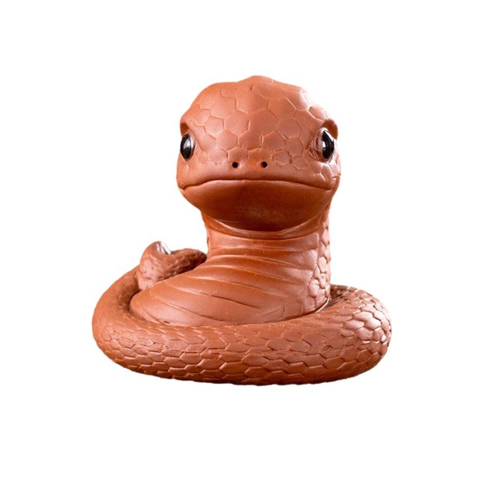 

Mini Zodiac Snake Statue Handmade Tea Figurine Ornaments Zodiac Snake Tea Pet Gift