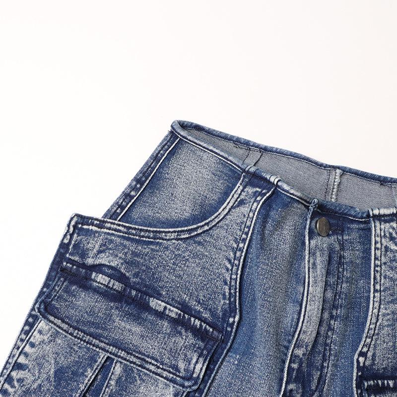 GMXIA Jeans e Pantaloni Patchwork Casual alla Moda Multitasche Organ