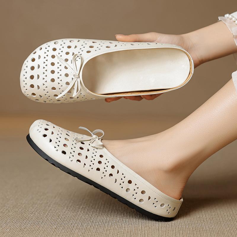 Fashion 2025 New Summer Slippers Cover Toe Fashion Hollow Out Sandals Women Shoes Flat with Ladies Shoes Mesh Mules Ladies Shoes