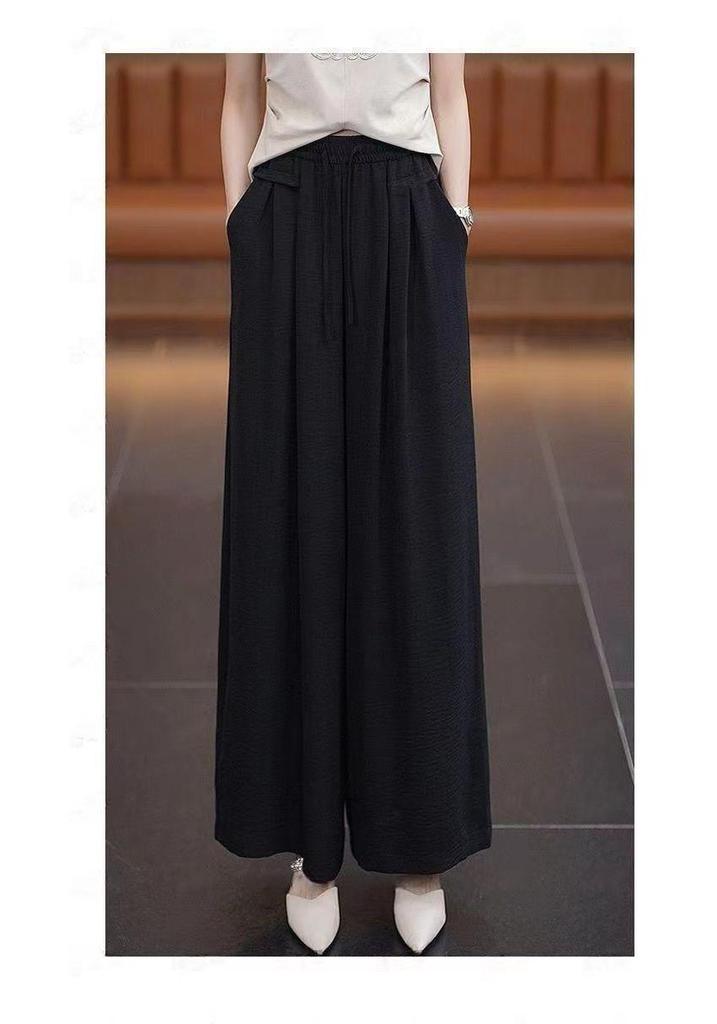 Ice Silk Women's Wide Leg Skirt Pants - Loose, Cool, Sun-Protective, Anti-Mosquito for Middle-Aged & Elderly