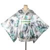 Satin Mini Kimono Dress with Scattered Japanese Yosakoi Cabaret Japanese Clothing X Flowers, Pattern, Yukata, Bathrobe, Women's, Costume, Dress,