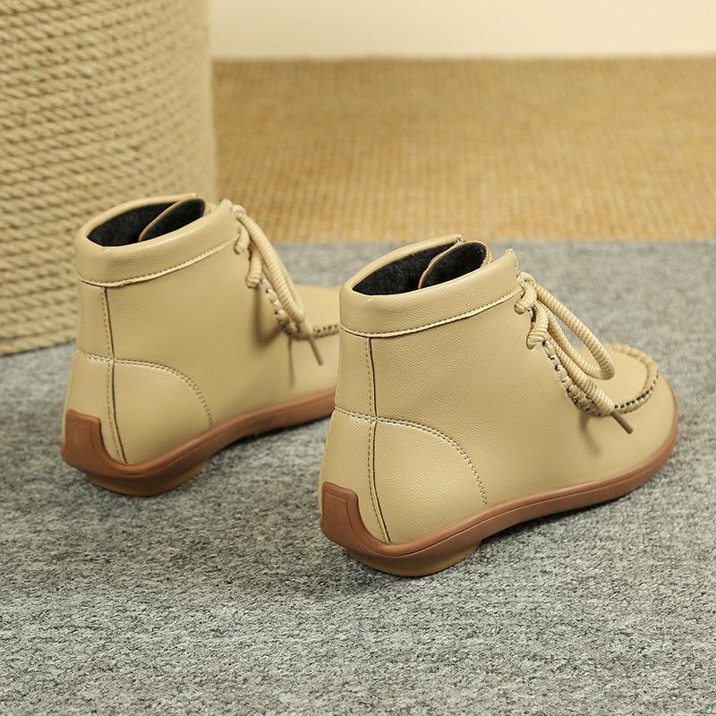 Dámské nadměrné sněhule s kulatou špičkou z PU, ležérní krátké holínky s plochou podrážkou ve stylu Martin, velikosti 36-43