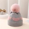 Heart Pattern Knit Beanie, Warm Pullover Knitted Hat for Newborn 3-24 Months Baby Girls