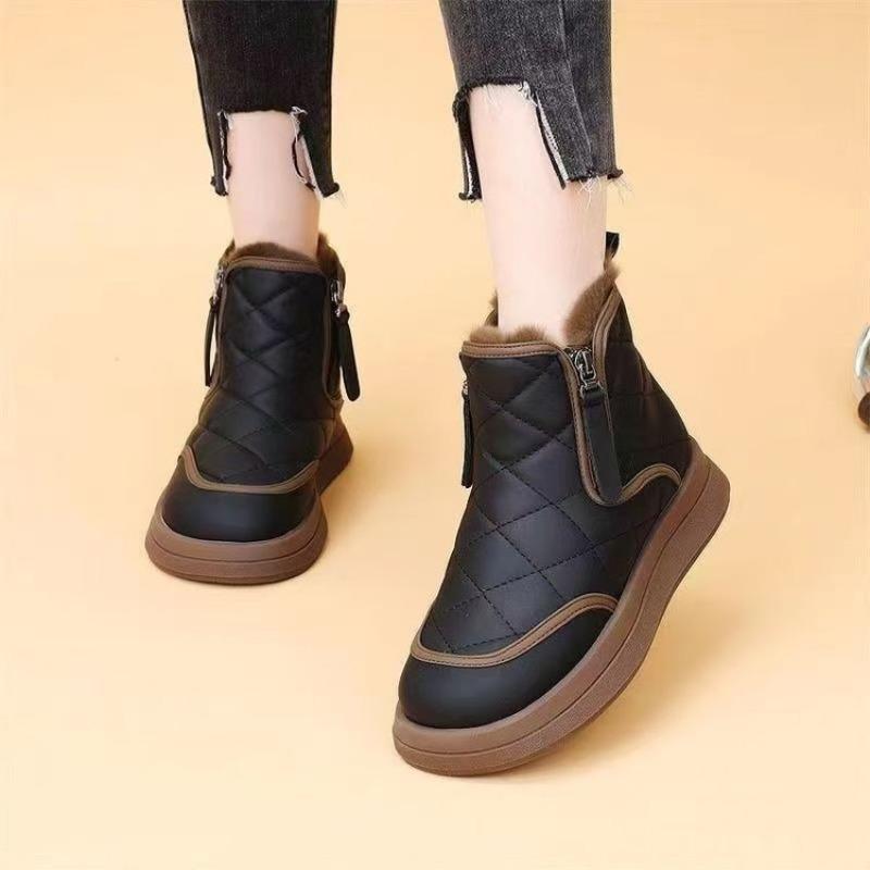 Snow Boots, Women's Fleece and Thickened Cotton Shoes, Waterproof, Anti-slip and Warm Ankle Boots