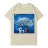 Lustiges Fisch- und Katzenmuster T-Shirt Damen Rundhals trendiges T-Shirt lässig und ästhetisch ansprechende Streetwear Persönlichkeit