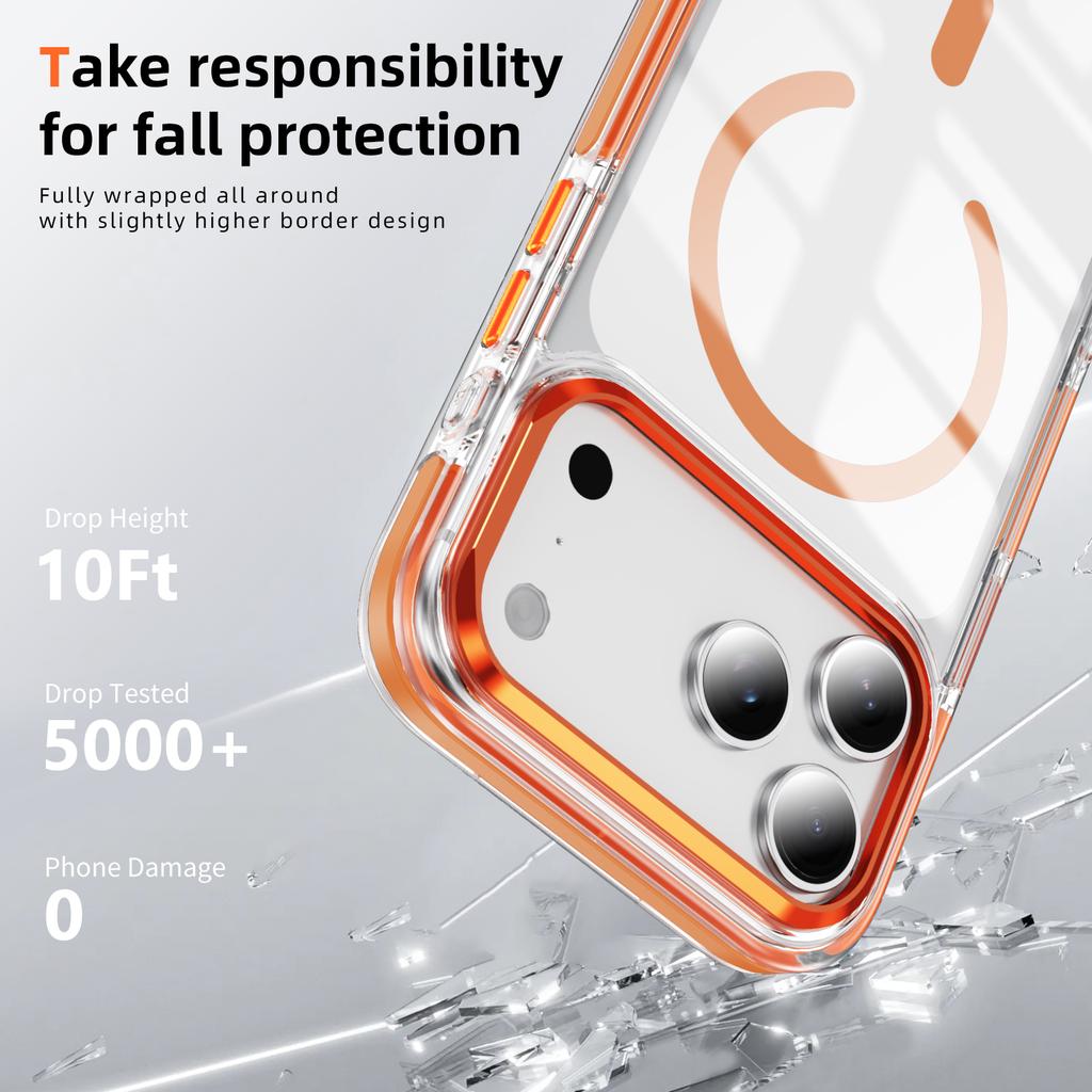 Magnetyczne etui z metalową ramką na iPhone 13 14 15 16 17 Pro Max Przezroczysty Kolorowy Odporny na wstrząsy Pokrowiec z Ochroną przed Upadkiem Odporny na Odciski Palców Bezprzewodowe Ładowanie