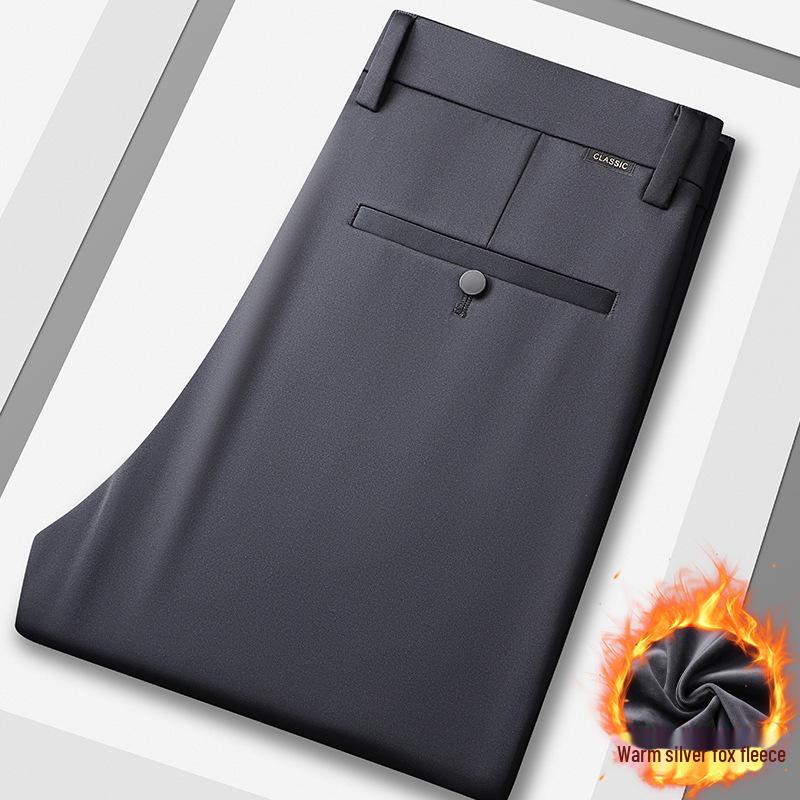 Herren Business Casual Hose mit schwarzem Samtfutter: Herbst-Winter Formeller Anzug Trend.