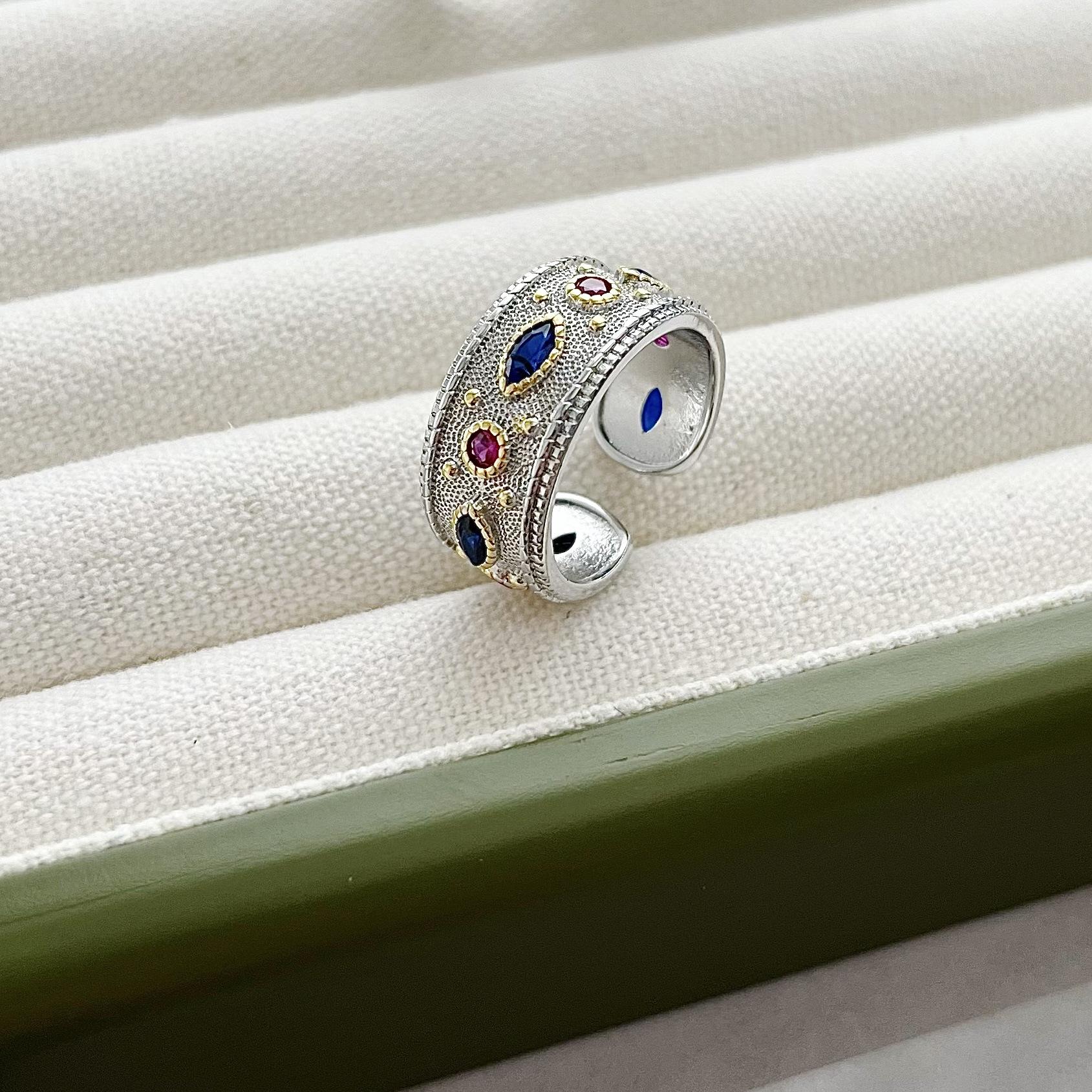

Medieval Brushed Horse S Eye Stone Ring Women S Opening Sapphire Ring Live Broadcast For Jewelry opening adjustable
