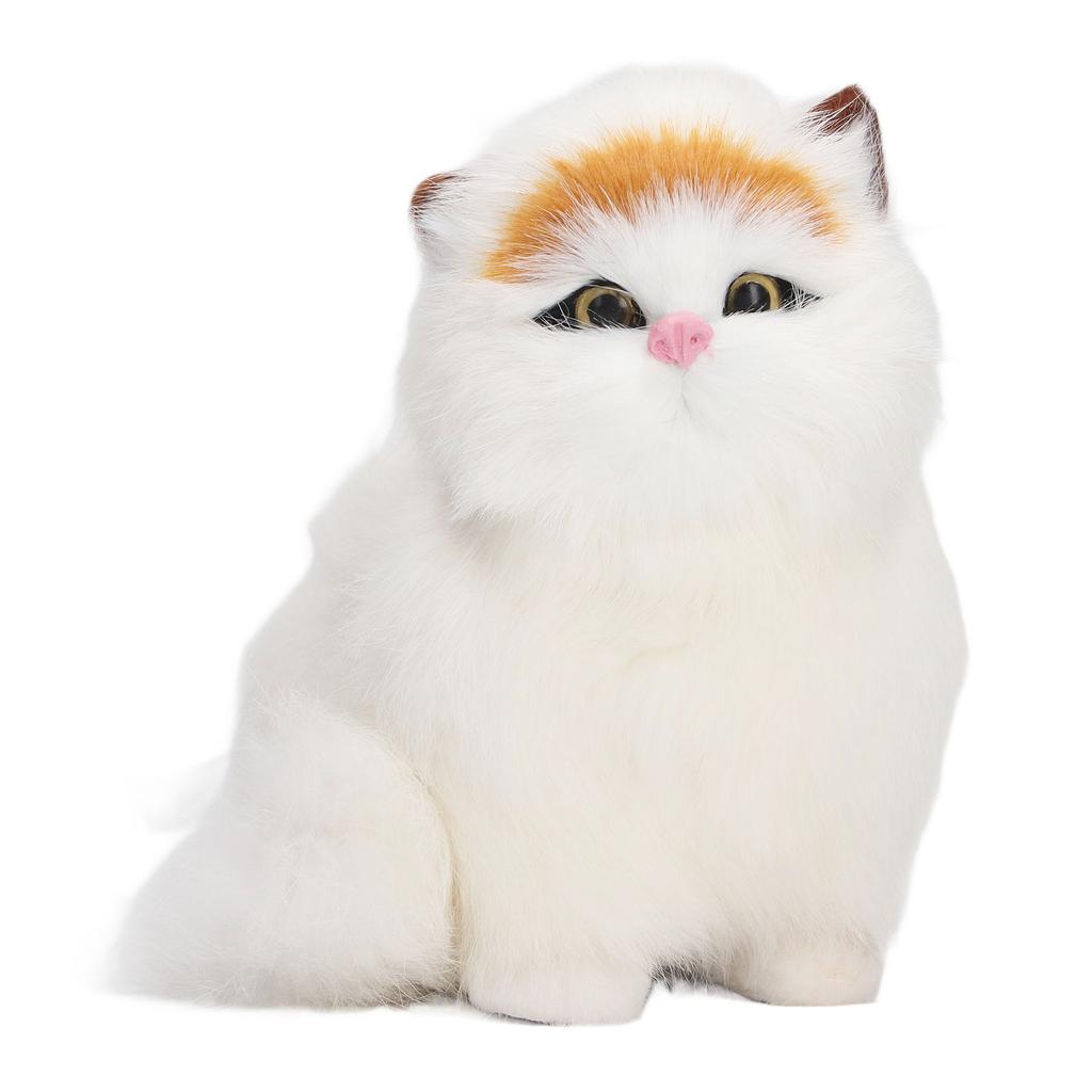 Synthetic Fur Cat Statue Home Funny Exquisite Cute Simulated Furry Cat Figurine Show Window