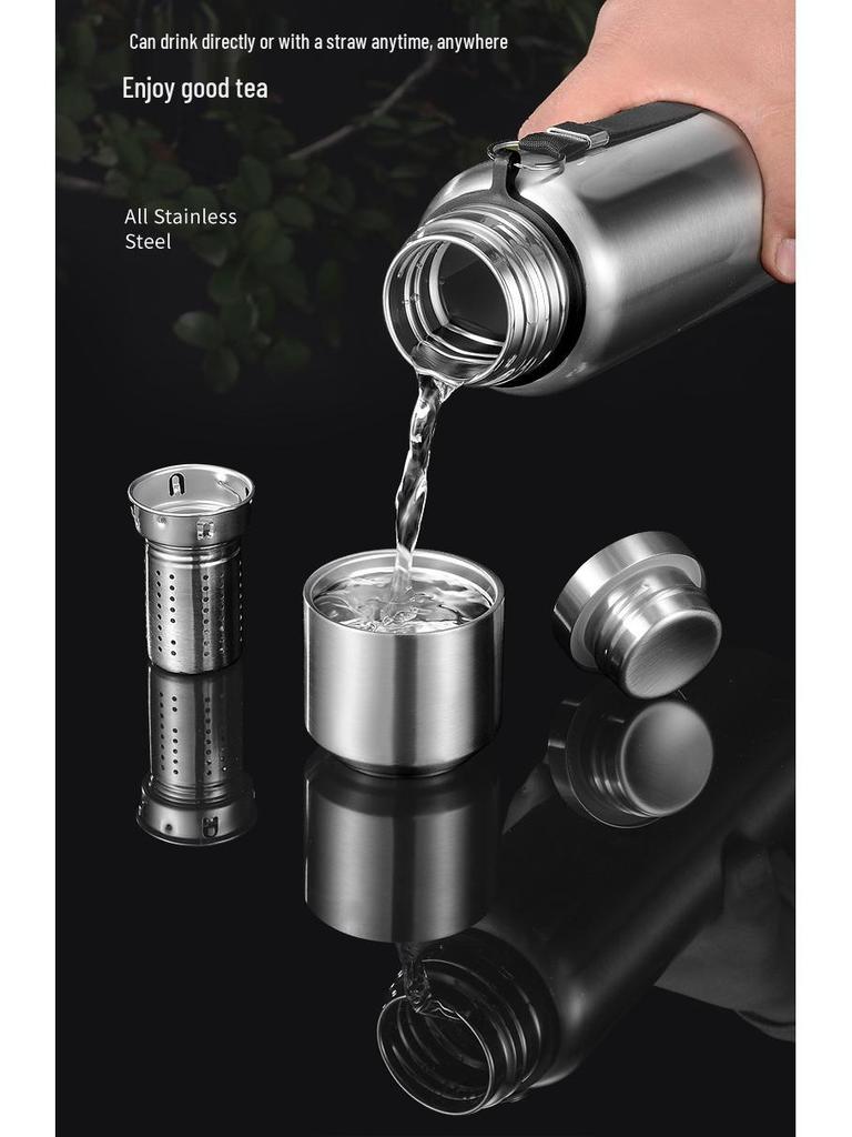 Large Capacity Stainless Steel Insulated Travel Kettle with Tea and Water Separation