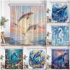 Ocean Animal Shower Curtain Blue Whale Dolphin Seahorse Marine Life Nature Bathroom Decor Sea Poltester Bath Curtain with Hook