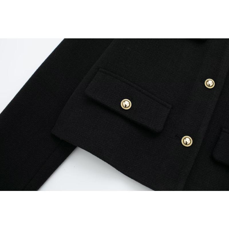 Podzimní dámská pouliční móda ležérní krátká bunda s klopami